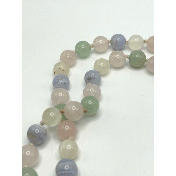 Multicolored Morganite? Round Beaded Necklace 31" Long - Picture 5 of 6